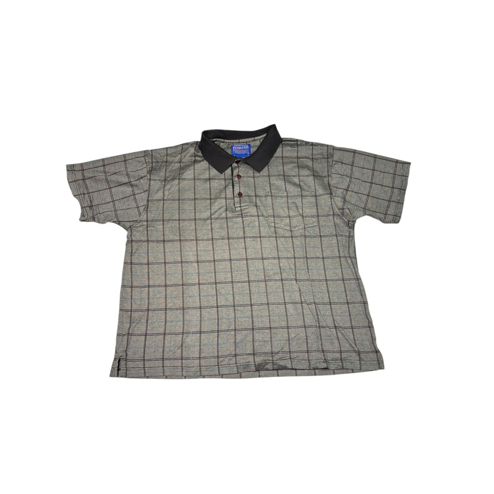 Pendleton Mens Plaid Polo Shirt Size Large Short Sleeve Mercerized Cotton